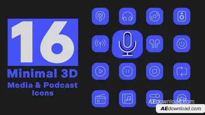 Minimal 3D - Media & Podcast Icons Elements template preview