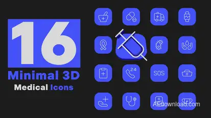 Minimal 3D - Medical Icons Elements template preview
