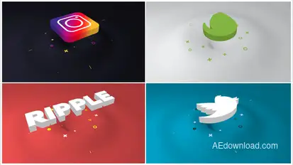 Minimal Ripple 3D Logo Logo Stings template preview