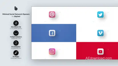 Minimal Social Network Openers Openers template preview