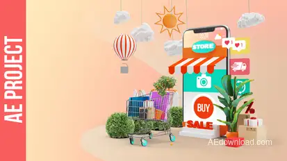 Mobile Online Shopping AE Project Elements template preview