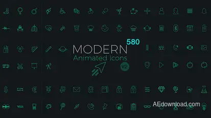 Modern Animated Icons Library Elements template preview
