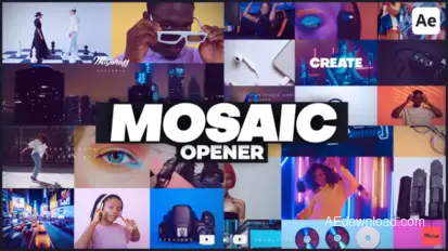 Mosaic Opener Video Displays template preview
