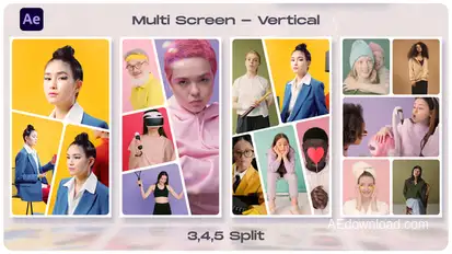 Multi Screen - Split Screen - Vertical Video Displays template preview