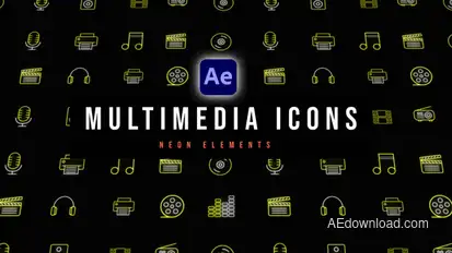 Multimedia Neon Icons Elements template preview