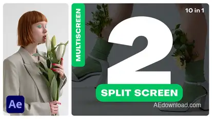 Multiscreen - 2 Split Screen Video Displays template preview