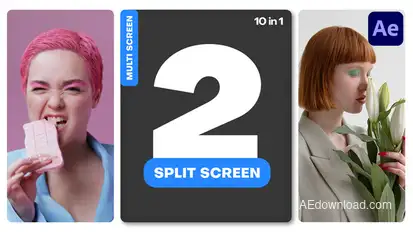 Multiscreen - 2 Split Screen Video Displays template preview