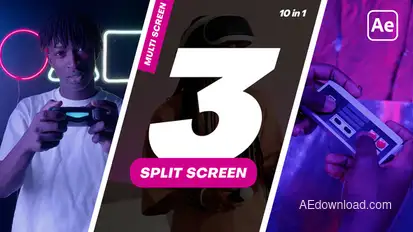 Multiscreen - 3 Split Screen Video Displays template preview