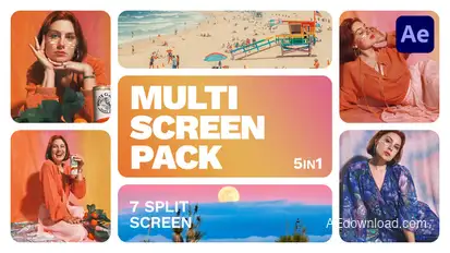 Multiscreen - 7 Split Screen Video Displays template preview