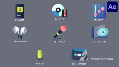 Music And Podcast Icons And Titles for After Effects Titles template preview