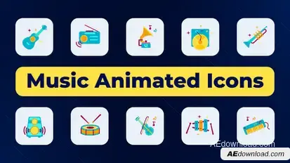 Music Animated Icons Elements template preview