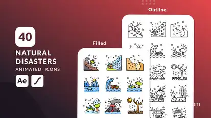 Natural Disaster Animated Icons | After Effects Elements template preview