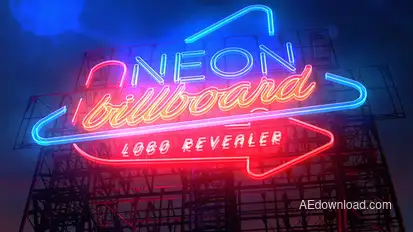 Neon Billboard Logo Revealer Logo Stings template preview