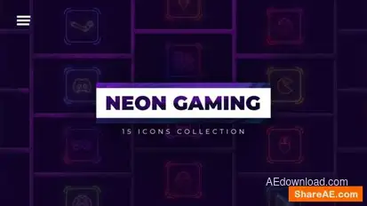Neon Gaming Icons Logo Stings template preview