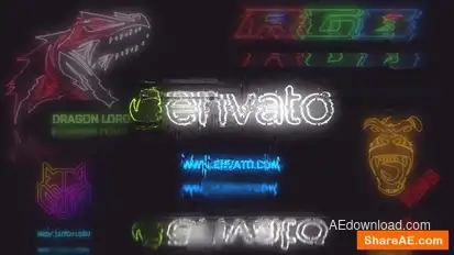 Neon Glitch Logo Logo Stings template preview