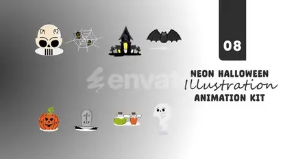Neon Halloween Elements Elements template preview