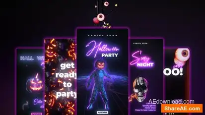 Neon Halloween Stories Openers template preview