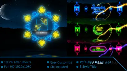 Neon Light Ramadan Kareem Logo Stings template preview
