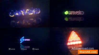 Videohive Neon Light Reveal Logo Logo Stings template preview