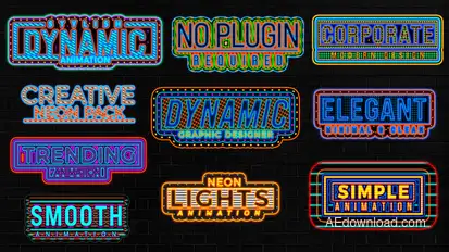 Neon Light Text Pack Titles template preview