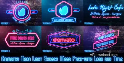 Neon Lights Badges Logo Stings template preview