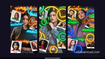 Neon Photo Memories Stories Openers template preview