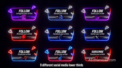 Neon Social Lower Thirds Elements template preview