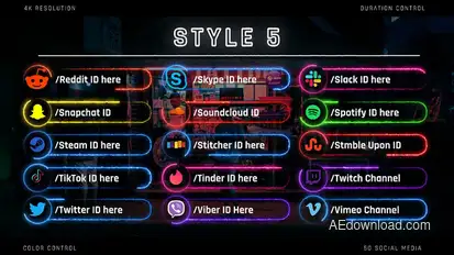 Neon Social Media Lower Thirds Video Displays template preview