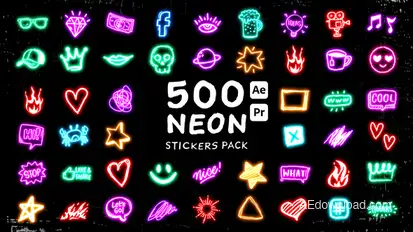 Neon Stickers Pack Elements template preview