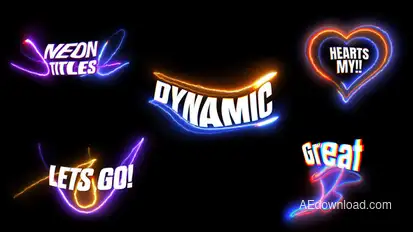 Neon Text Animation Titles template preview