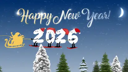 New Year Cartoon Skier 2026 | After Effects Openers template preview