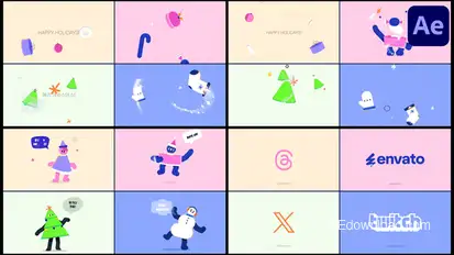 New Year Morphing Characters Logo Openers for After Effects Logo Stings template preview