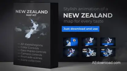 New Zealand Map - Aotearoa NZ New Zealand Map Kit Video Displays template preview