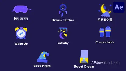 Night Sleep Icons And Titles for After Effects Titles template preview