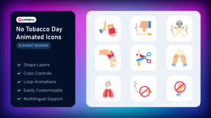 No Smoking Animated Icons Elements template preview