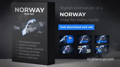 Norway Map - Kingdom of Norway Map Kit Video Displays template preview