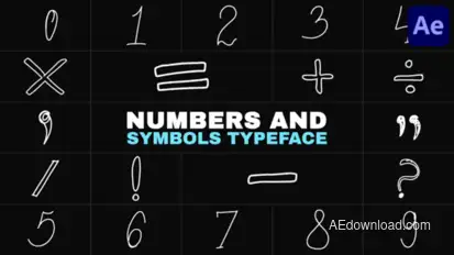 Numbers And Symbols Typeface | After Effects Elements template preview
