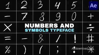 Numbers and Symbols Typeface | After Effects Elements template preview