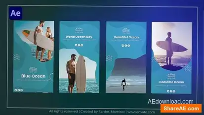 Ocean Instagram Story Openers template preview