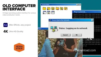 Old Computer Dial Up Interface Elements template preview