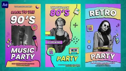 Old School Party Reels Openers template preview