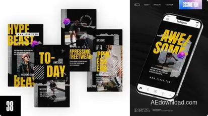 On Wall Instagram Stories Video Displays template preview