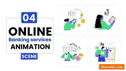 Videohive Online banking services illustration Animation Elements template preview