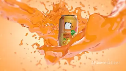 Orange Juice Splash With Can Element 3D Product Promo template preview