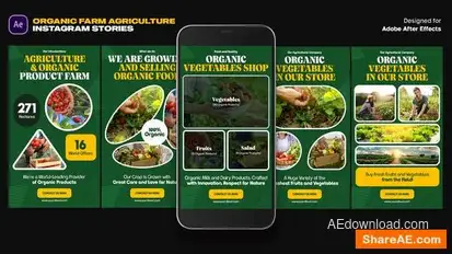 Organic Farm Agriculture Instagram Stories Openers template preview