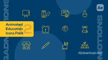 Outline Education Animated Icon Pack Elements template preview