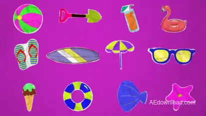 Paper Cut Summer Elements broadcast-packages template preview