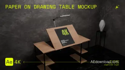 Paper on The Drawing Table Mockup Product Promo template preview