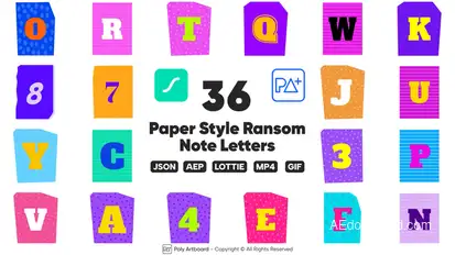 Paper Style Ransom Note Lottie Alphabet Elements template preview