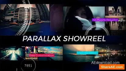 Videohive Parallax Footage Reel Video Displays template preview